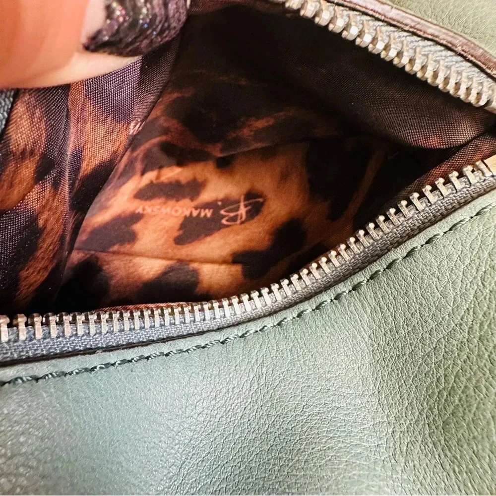 B. Makowsky Glove Leather East/West Zip Top Satchel/Hobo Bag